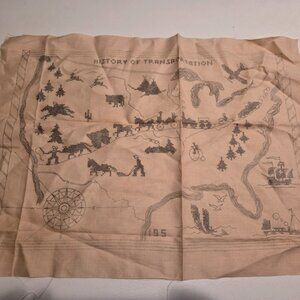 Vintage Linen Stamped X-Stitch Sampler: The History of Transportation